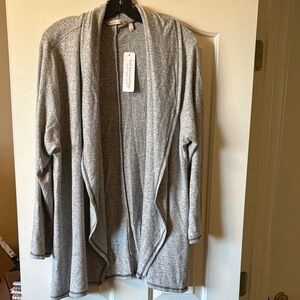 Soft Surroundings NWT Gray and Black Trim Open Front Tunic Size 1X